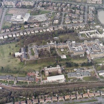 Oblique aerial view centred on the hospital, taken from the SSW.