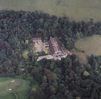 Cardross, oblique aerial view, taken from the SW, of St Peter's College.