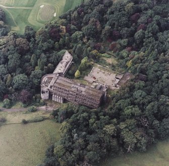 Cardross, oblique aerial view, taken from the E, of St Peter's College.