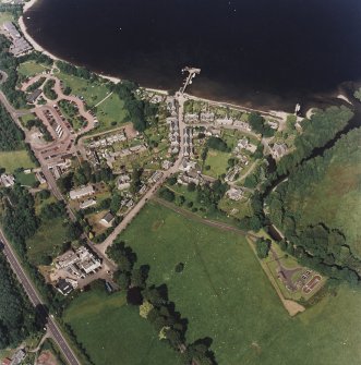 Oblique aerial view centred on the village of Luss, taken from the SW.