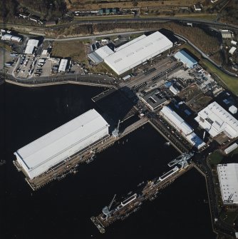 Oblique aerial view centred on the submarine base, taken from the SSE.