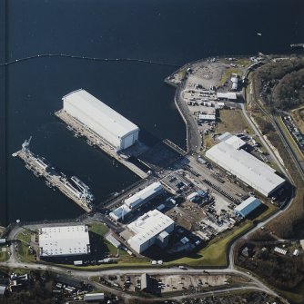 Oblique aerial view centred on the submarine base, taken from the ESE.