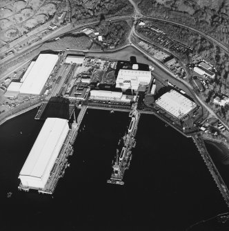 Oblique aerial view centred on the submarine base, taken from the WSW.