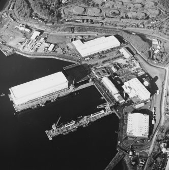 Oblique aerial view centred on the submarine base, taken from the SSE.