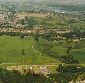 General aerial view of Chatelherault and Hamilton Mausoleum, taken from the SSE.
