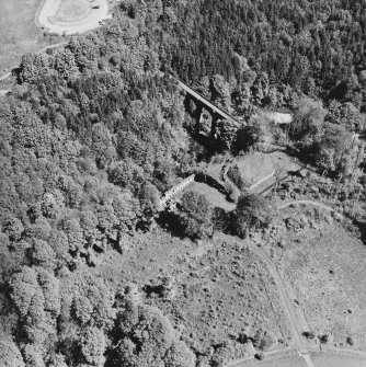 Aerial view of Cadzow Castle and the Duke's Bridge, taken from the SW.