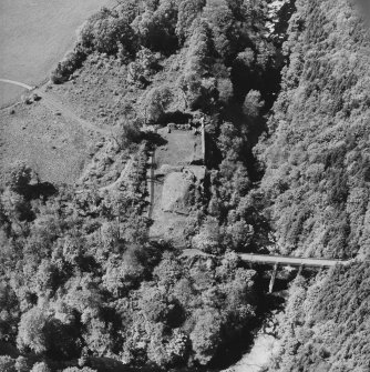 Aerial view of Cadzow Castle and the Duke's Bridge, taken from the ESE.