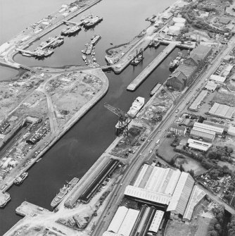 Greenock, James Watt Dock, oblique aerial view, taken from the W.