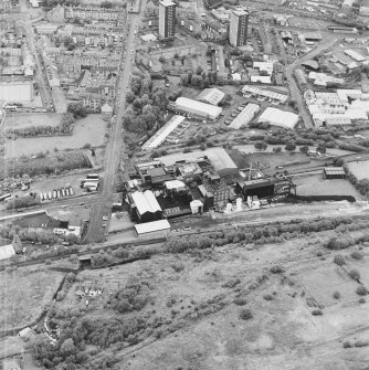 Greenock, 150 Lynedoch Road, Westburn Refinery, oblique aerial view, taken from the SSW.