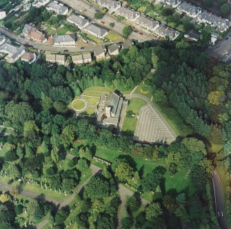 Greenock, oblique aerial view of South Street crematorium.