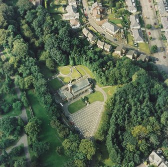 Greenock, oblique aerial view of South Street crematorium.