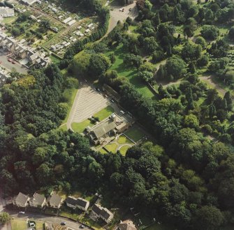 Greenock, oblique aerial view of South Street crematorium.