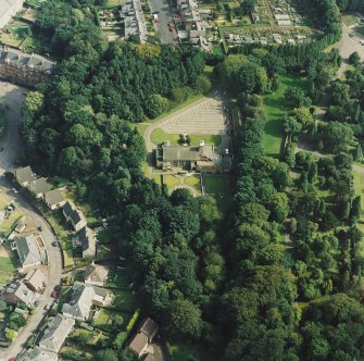 Greenock, oblique aerial view of South Street crematorium.