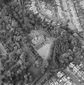 Greenock, oblique aerial view of South Street crematorium.