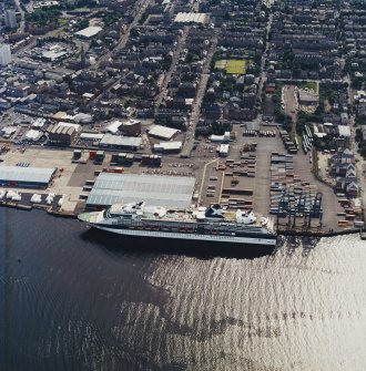 Oblique aerial view looking across the pier towards Greenock, taken from the NE.