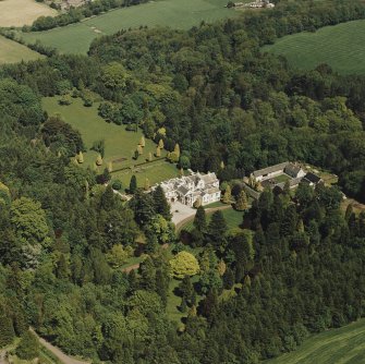 Aerial view of Lanfine country house, garden and farmsteading, taken from the SW.