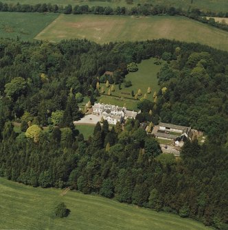 Aerial view of Lanfine country house, garden and farmsteading, taken from the SSE.