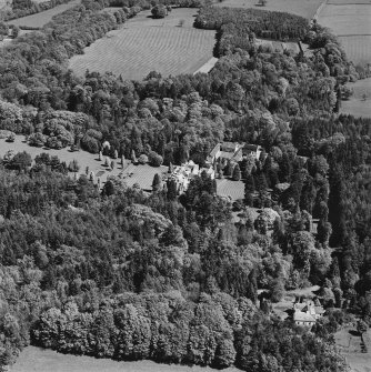 Aerial view of Lanfine country house, garden, farmsteading and walled garden, taken from the W.