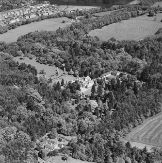 Aerial view of Lanfine country house, garden and farmsteading, taken from the SW.