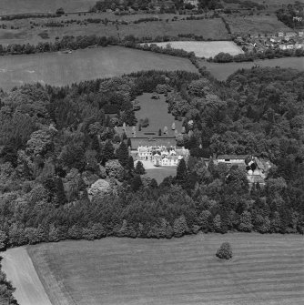 Aerial view of Lanfine country house, garden and farmsteading, taken from the S.
