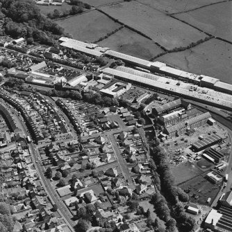 General aerial view of factories on Brown Street, taken from the WNW.