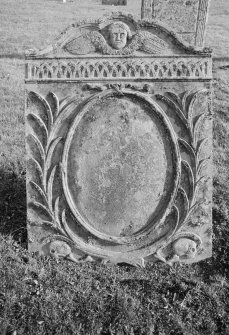 View of west face of gravestone for Mary Ann Watson, dated 1816, in the churchyard of Glenshee Church. 