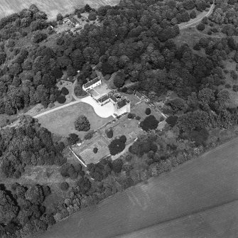 Oblique aerial photograph of Killochan Castle taken from the SSW.