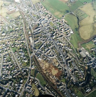 General oblique aerial view centred on the town centre taken from the WSW.
