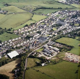Oblique aerial view centred on the engineering works, taken from the N.