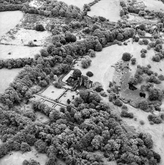 Formakin, oblique aerial view, taken from the NNW, showing Formakin House in the left centre of the photograph, and Formakin Mill in the top right-hand corner.