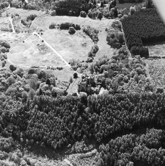 Oblique aerial view centred on the site of the hospital after the demolition of most buildings, taken from the NNW.