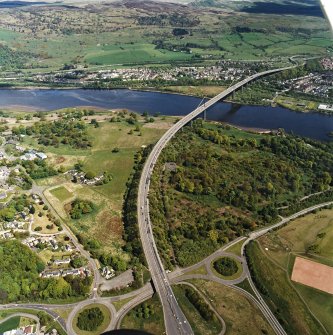 General oblique aerial view centred on the Erskine bridge, taken from the SW.