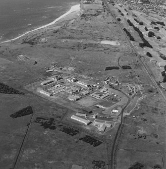 Oblique aerial view of Buddon Camp with the rifle ranges in the background, taken from the ENE.