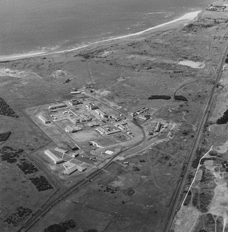 Oblique aerial view of Buddon Camp with the rifle ranges in the background, taken from the NE.