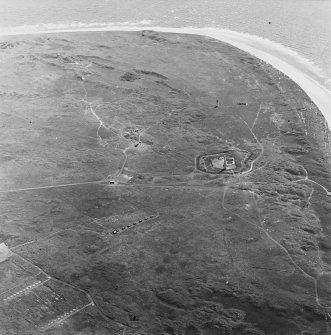 Oblique aerial view, centred on the lighthouses with rifle ranges in the foreground, taken from the W.