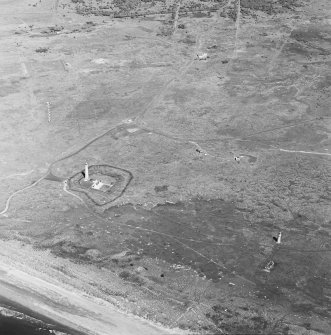Oblique aerial view, centred on the lighthouses, with rifle ranges in the background, taken from the SSE.