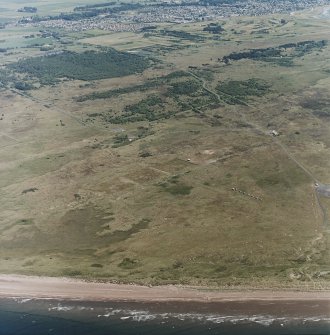 Oblique aerial view of the rifle ranges and disused moving target range, taken from the SSW.