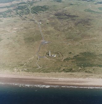 Oblique aerial view, centred on the lighthouses, taken from the ENE.