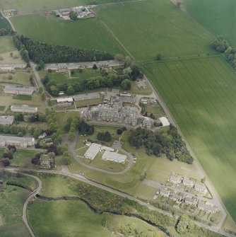 Oblique aerial view of the hospital, taken from the SSW.