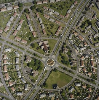 Oblique aerial view centred on the Greendykes Road and the church, taken from the S.