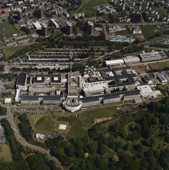 Oblique aerial view centred on the hospital, taken from the SSW.