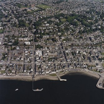 General oblique aerial view of Broughty Ferry and the harbour, taken from the SSW.