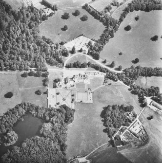 General aerial view showing castle and grounds.