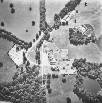 General aerial view showing castle and grounds.