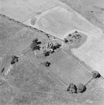 Oblique aerial view of Balvaird Castle, taken from the SE.