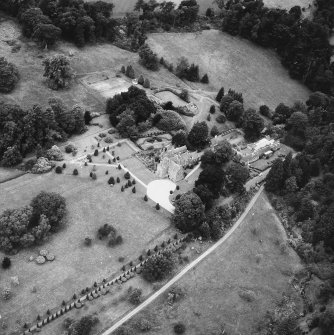 Fingask Castle.
General aerial view showing castle, gardens, kennels.