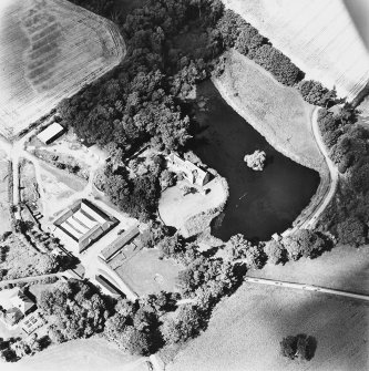 Ecclesiamagirdle, oblique aerial view, taken from the ESE, centred on the remains of the chapel.