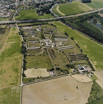 Bridge of Earn hospital, oblique aerial view, taken from the E, centred on the hospital.