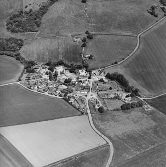 Oblique aerial view centred on the village of Fowlis Wester, taken from the SSE.