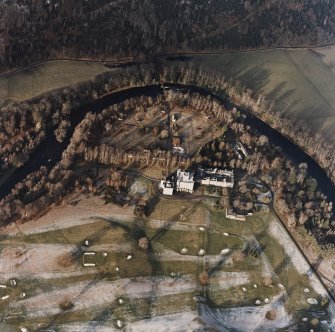 Taymouth Castle, Garden and Chinese Bridge.
General aerial view.